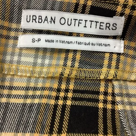Urban Outfitters Women S Mini Skirt Plaid Mid Rise Yellow Black Gray Stretch - Picture 6 of 9